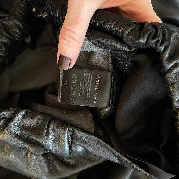 Anine Bing Koa Pant in Black Vegan Leather Size XS High Rise Wide Leg Chic Sexy - Picture 15 of 16